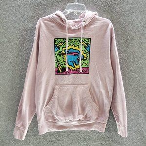 Mr. Beast Men Hoodie Medium Pink Sweatshirt Graphic‎ Fleece Pullover READ